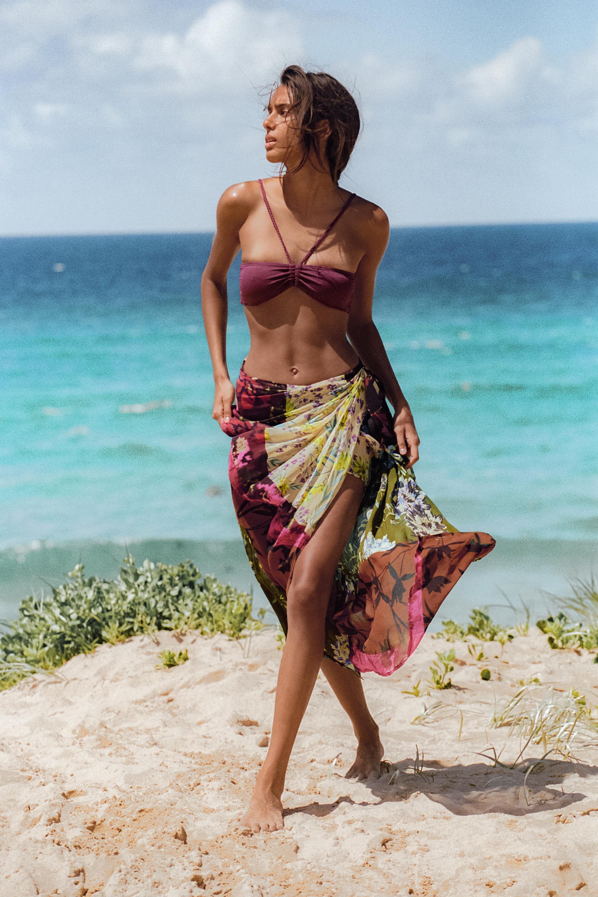 DRAPED PRINTED PAREO SKIRT